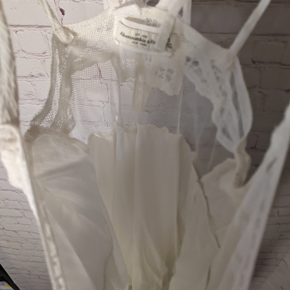 Abercrombie & Fitch LaceTrim Sheer Back Viscose-Cotton White Dress Small EuC - Picture 6 of 15